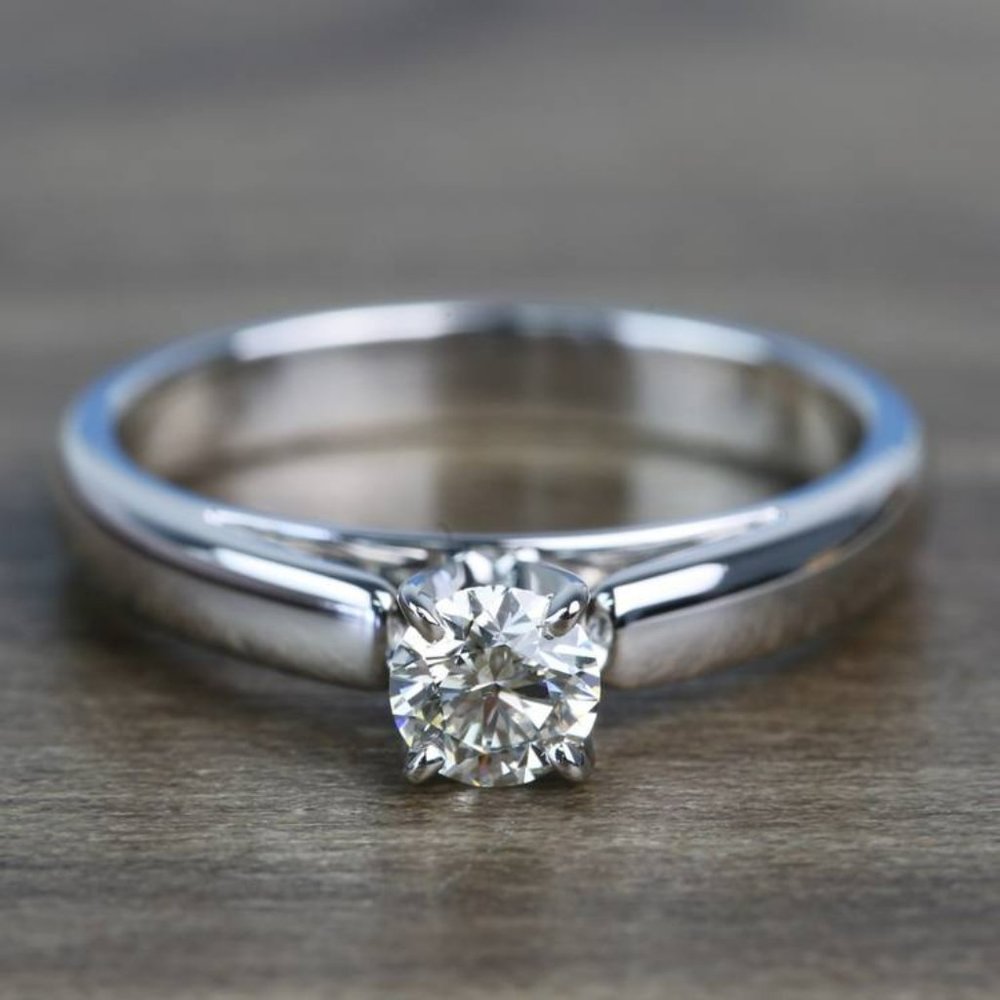 0.40 Ct Round Diamond Cathedral Solitaire Ring